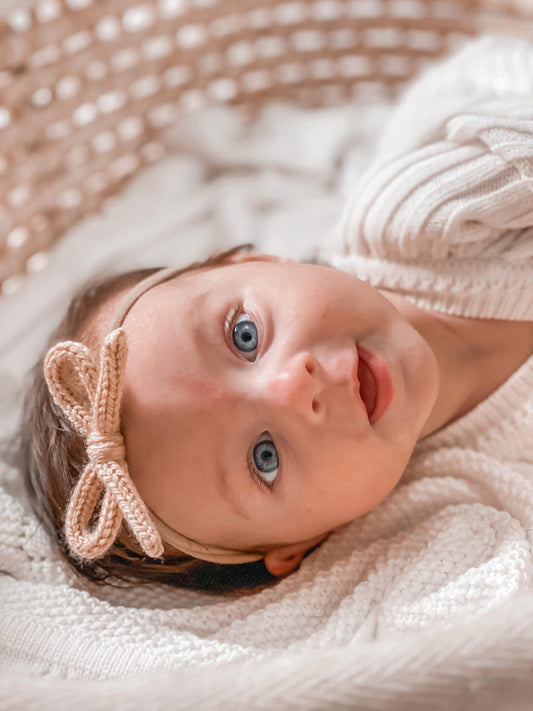 Knitted Bow Headband  |  Beige