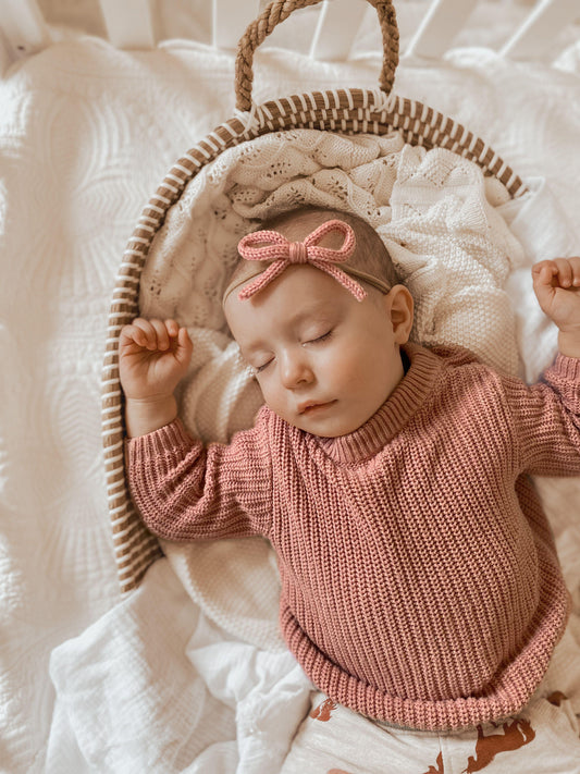 Knitted Bow Headband  |  Pink