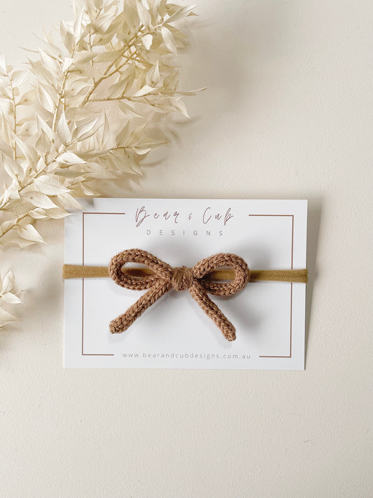 Knitted Bow Headband  |  Fawn