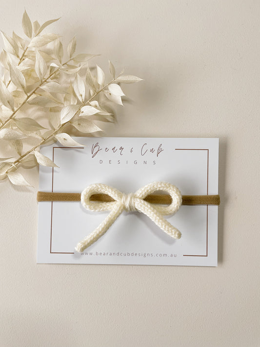 Knitted Bow Headband  |  Cream